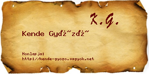 Kende Győző névjegykártya